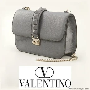 Crown Princess Victoria Style Valentino Gray Glam Lock Shoulder Bag 