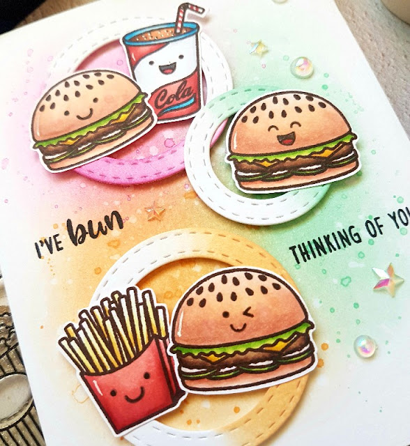 Sunny Studio Stamps: Fast Food Fun and Beach Babies Cards by Rowena Miniaci
