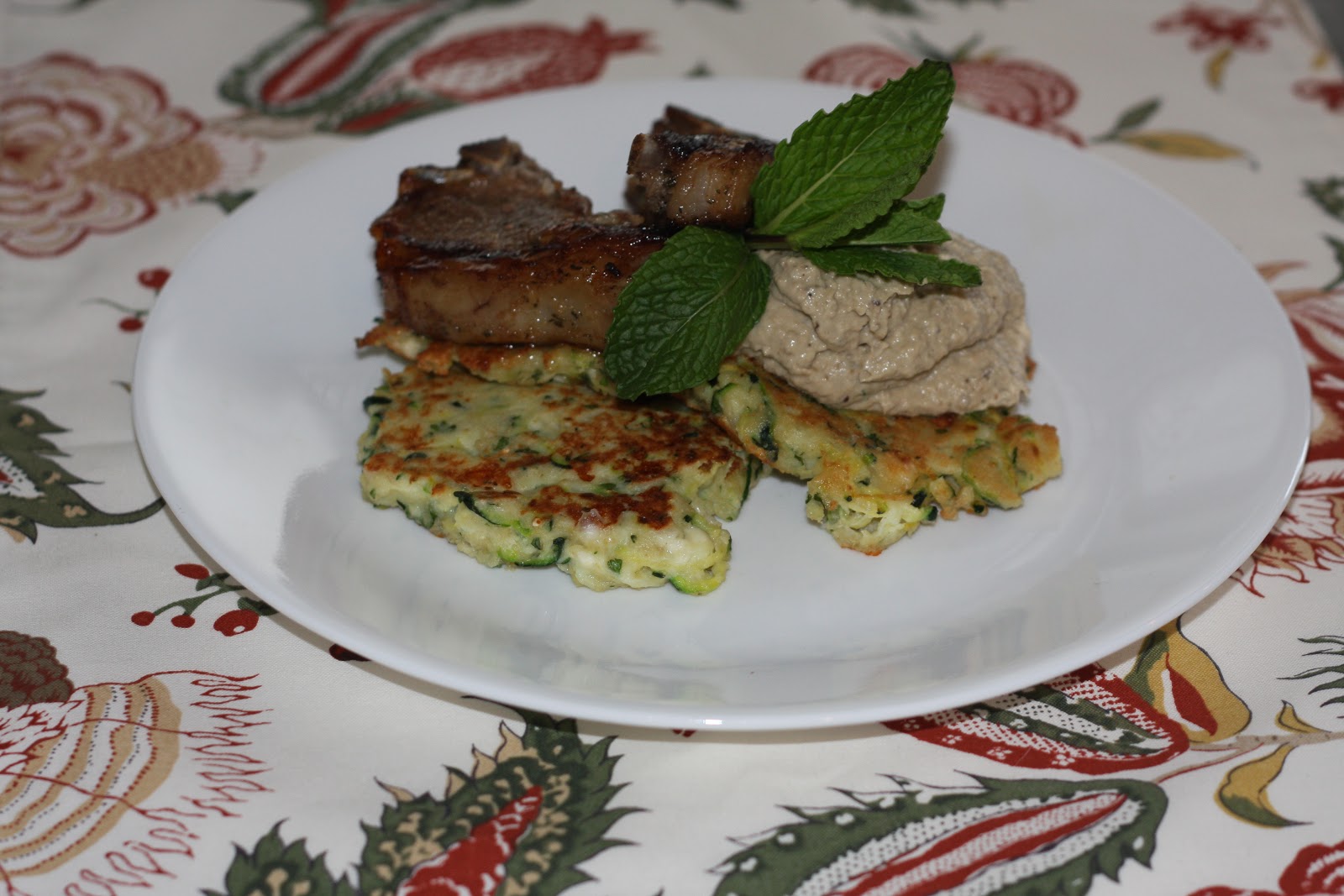 Nikki's Yellow Kitchen Grilled Lamb Chops and ZucchiniAlmond Fritters