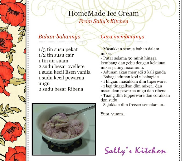 Resipi HomeMade Ice Cream Sally's Thoughts