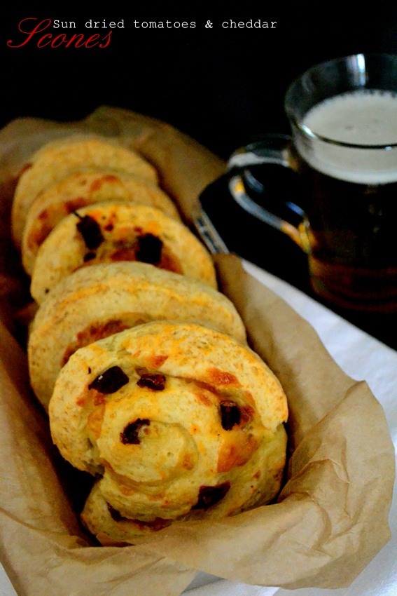 Sun dried tomatoes and cheddar scones