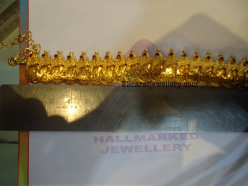 Ruby Studded and Gold Beaded Kasula Peru (Kasumaalai) Jewellery Designs