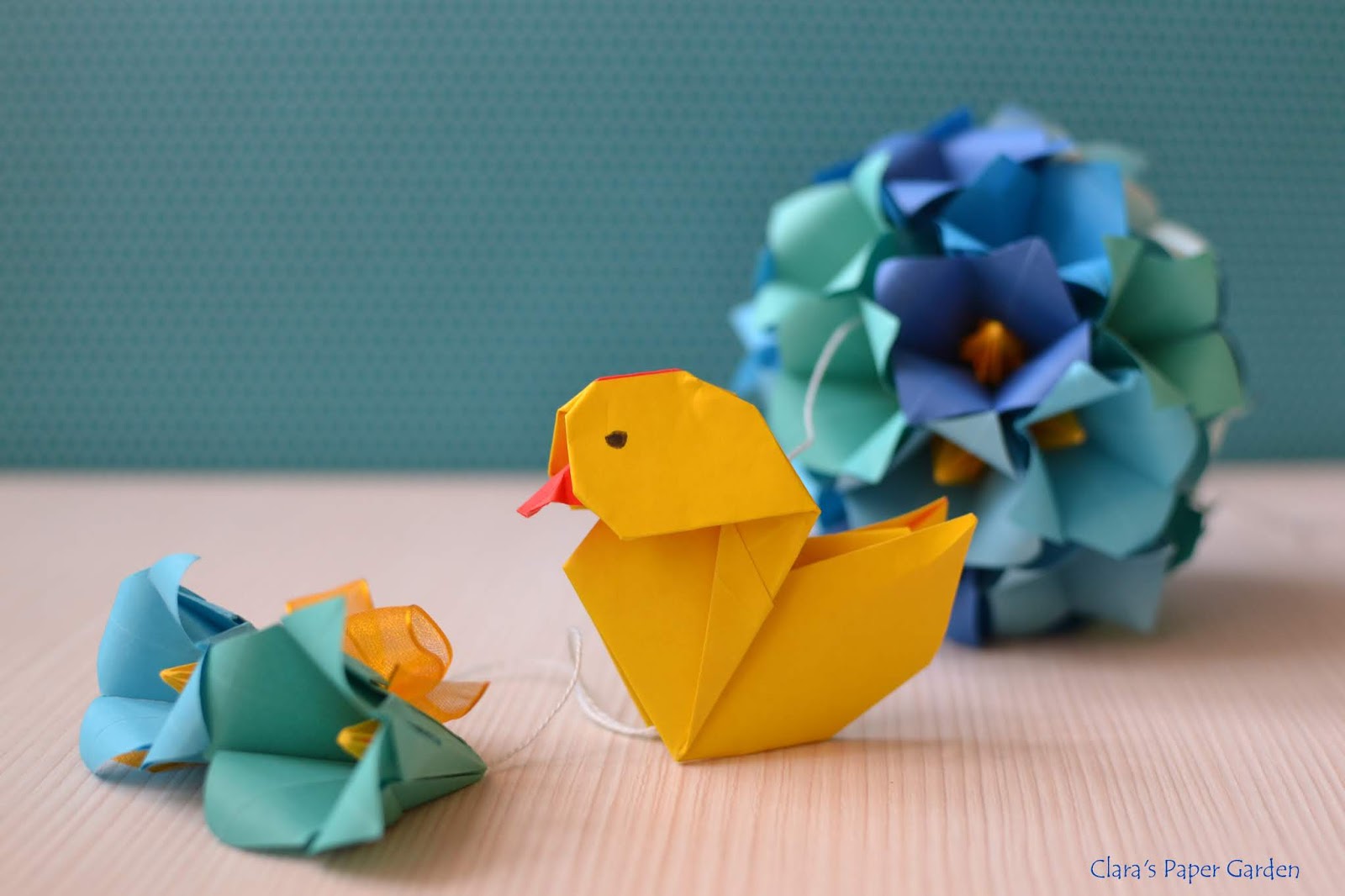 Yellow origami duck
