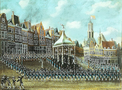 Beëdiging van democratisch gekozen leden van de vroedschap op de Neude in Utrecht, 1786