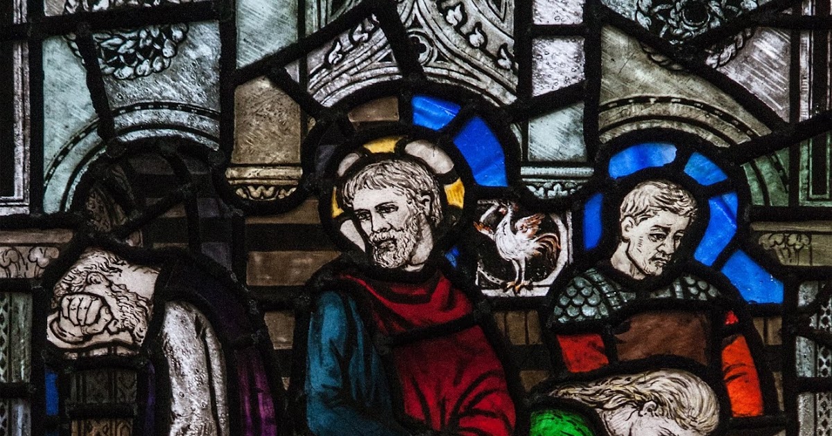 Imagem de São Pedro quando nega Jesus três vez, vitral, 1