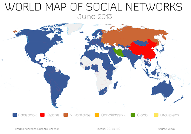 Carte du monde des réseaux sociaux