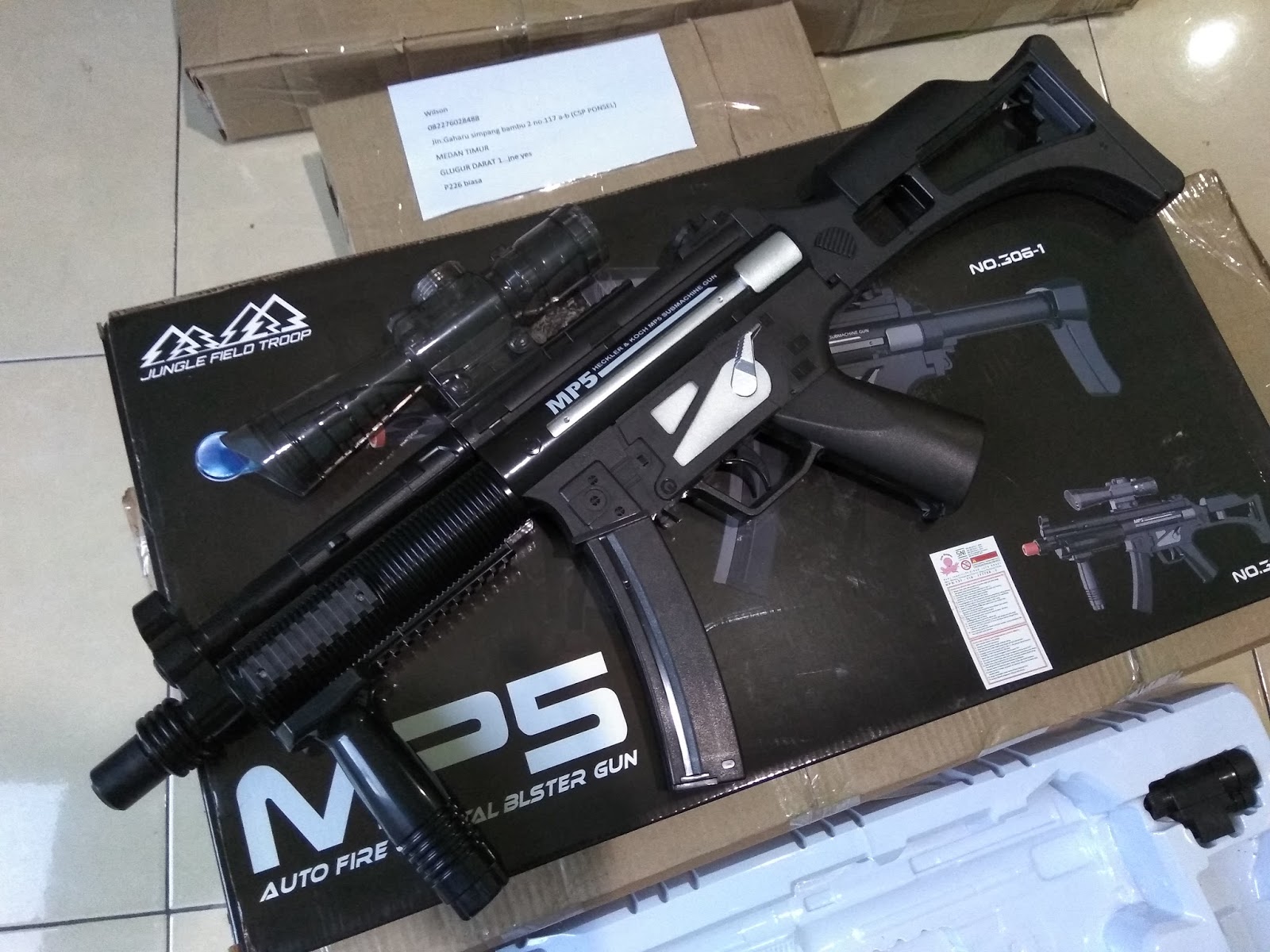 jual airsoft gun mp5 otomatis water gel gun