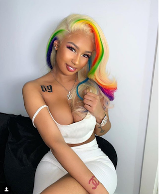 Jade  6ix9ine's girlfriend, gets a "69" tattoo and the rainbow hairdo to support 6ix9ine 