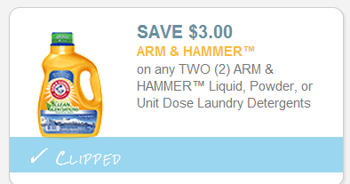 HOT HOT new Printable coupon alert: $3.00 off 2 ARM & HAMMER™ Laundry