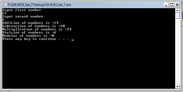 C++ program Perform all basic mathematical operations on two numbers ...