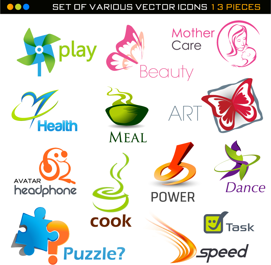 Free Vector がらくた素材庫: 洗練されたロゴデザイン見本 Fine shape trademarks logos イラスト素材