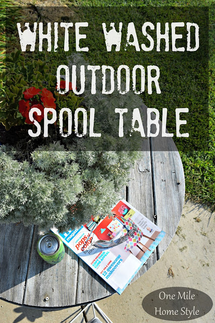 White Washed Outdoor Spool Table - One Mile Home Style