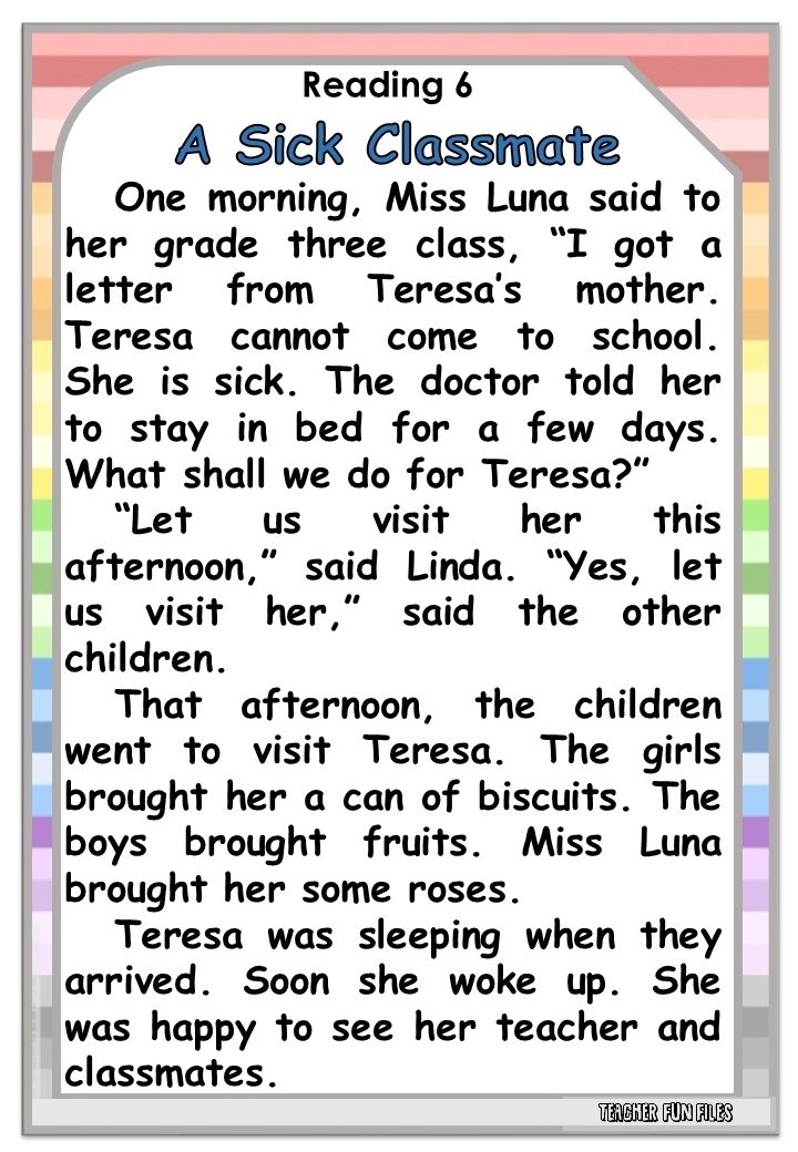 Teacher Fun Files English Stories With Reading Comprehension Questions