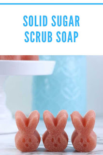 If you’re looking for new soap making ideas, check out these solid sugar scrub soaps.  These would be cute sugar scrub favors for a shower or party.  Make sugar scrub homemade for cute diy Easter gifts.  This diy vanilla sugar scrub smells amazing!  This scrub diy sugar has soap in it, so it exfoliates while it cleanses.  #sugarscrub #soap #meltandpour #diy #solidsugarscrub #sugarscrubcubes #easter #diygift #handmadegift