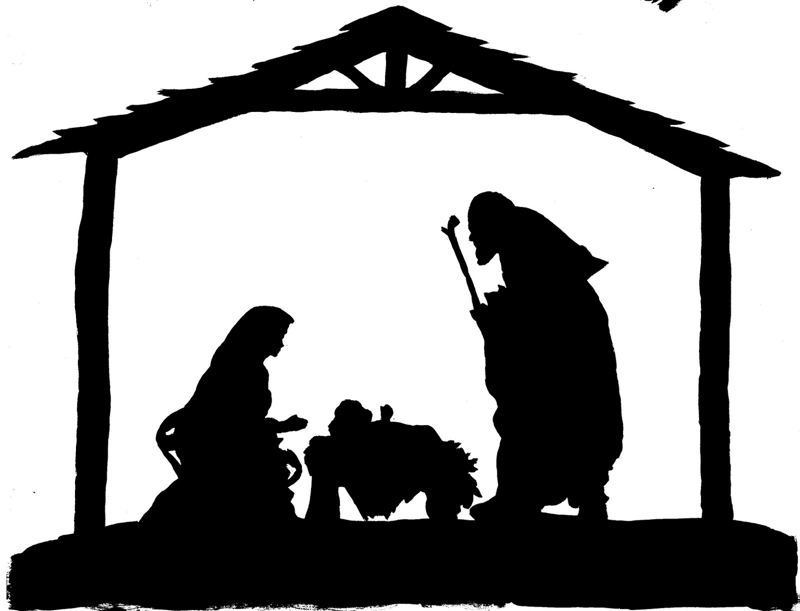 christmas nativity clipart black and white free - photo #38