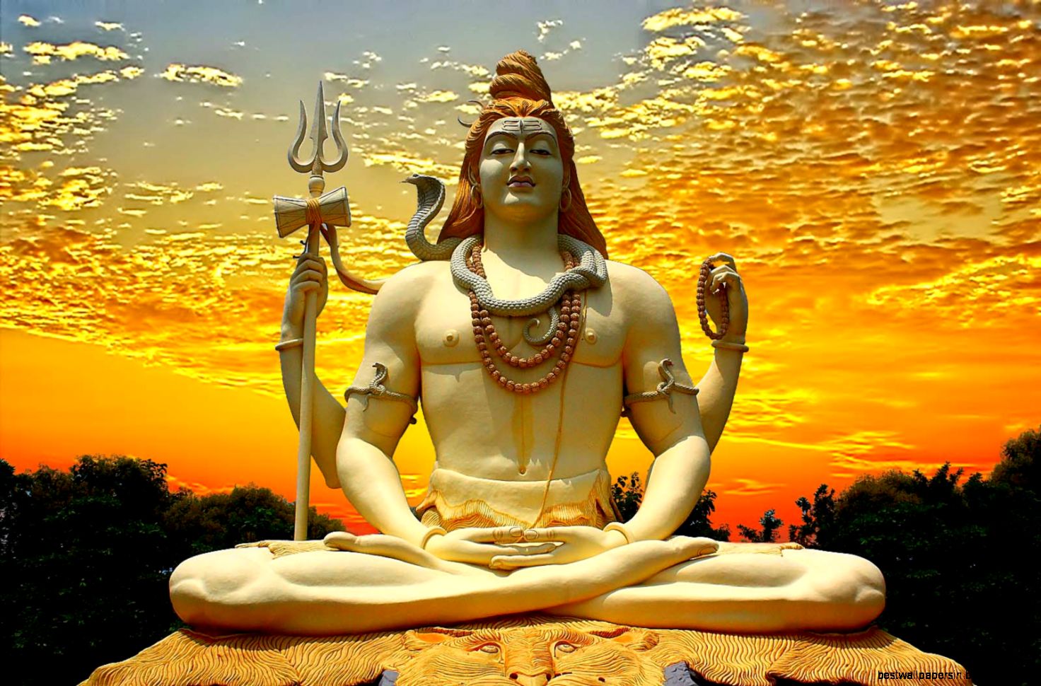 Lord Shiva And Sunset Sky wallpapers