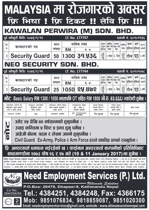 Baideshik Rojgar Jobs in Malaysia For Security Guard