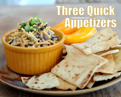 Three quick appetizer recipes including the retro Cheddar-Olive Spread (pictured), Spinach Puffs and Cream Cheese-Chutney Spread.