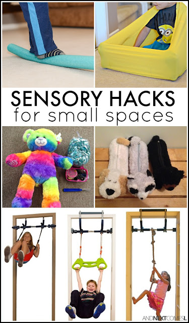 Sensory hacks for small spaces - great idea for kids with autism and/or sensory processing disorder from And Next Comes L