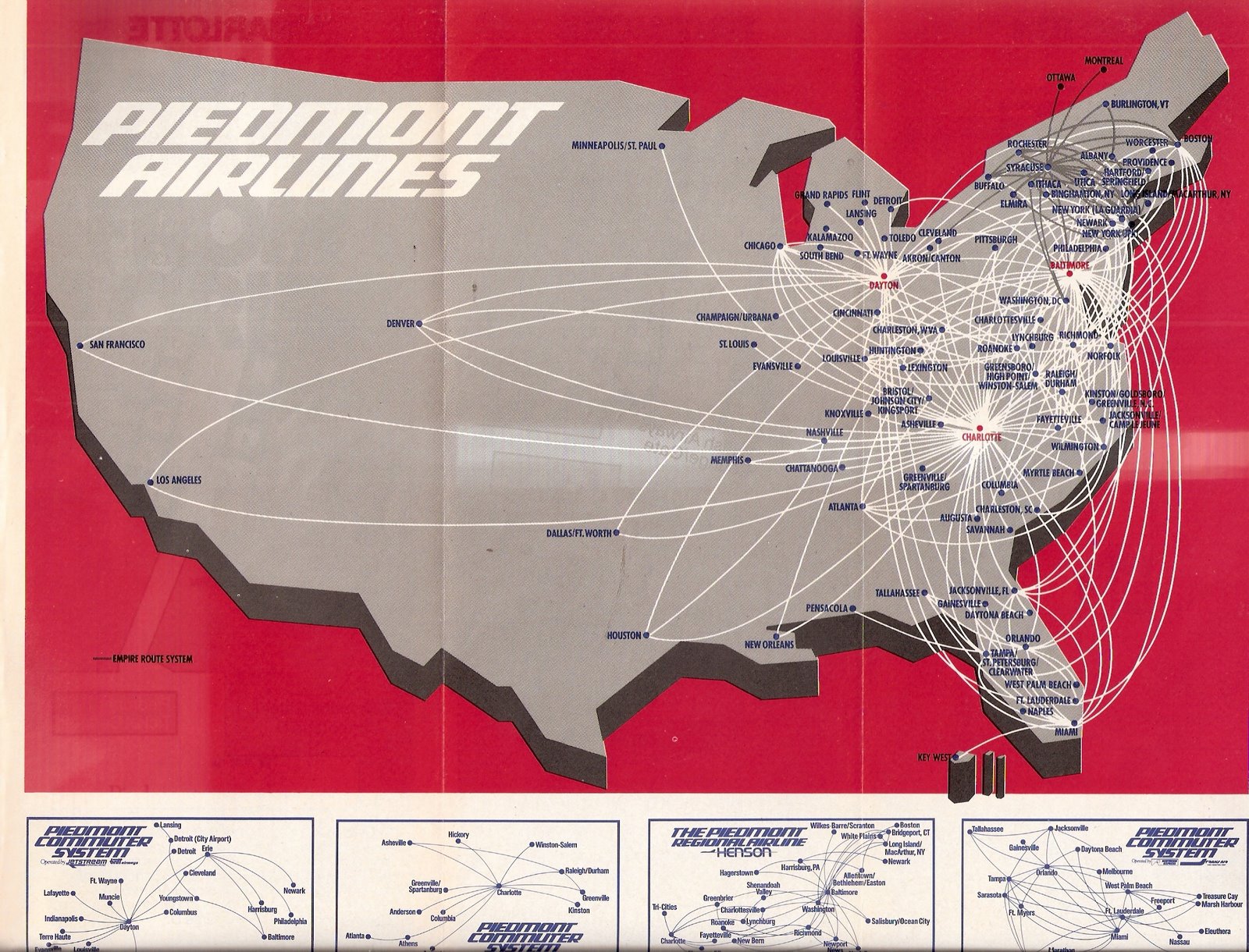 Piedmont Airlines Route Map Piedmont Airlines Route