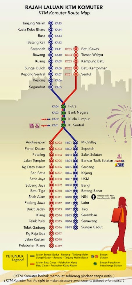 Malaysia state city town and place to visit: Ktm Komuter Route Map