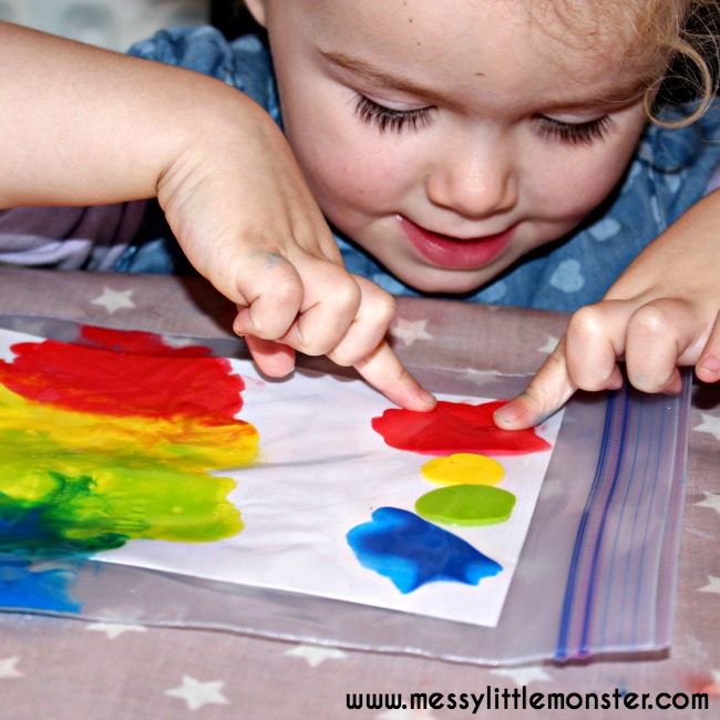 An easy, no mess rainbow art idea for babies, toddlers and preschoolers. A fun colour learning. rainbow, weather, st patricks day or Spring project.  The heart cut out makes this a great valentines day activity for kids too. "My color is rainbow" book craft.