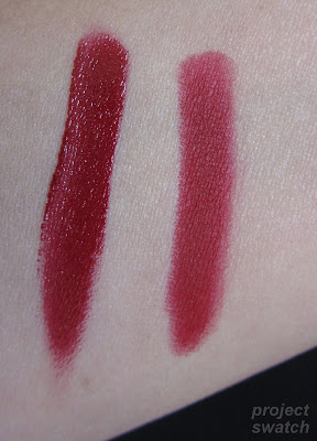 Shisedo RD 607 Nocturne, NARS Cruella - swatches, comparison