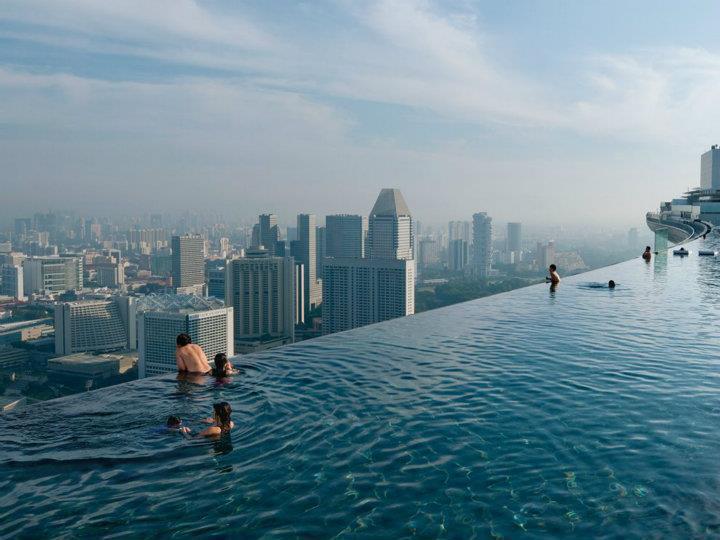 Amazing World Marina Bay Sands Hotel The Highest Swimming Pool In Marina Bay Sands Hotel Is Comprised Of Three 55 Y Towers Which Opened In April 2010 The Are Connected With A One Hectare Roof Sky Park