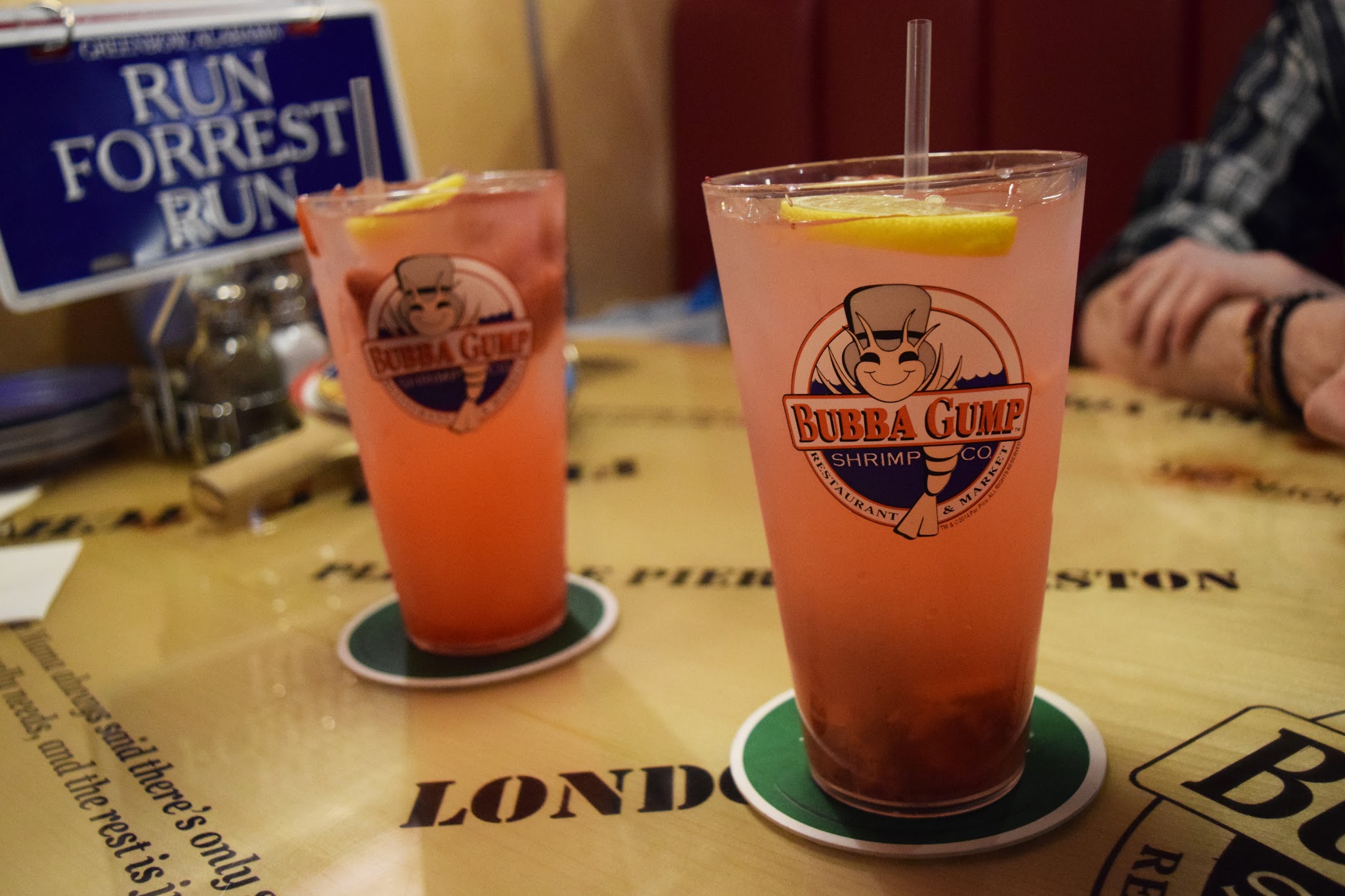 A close up shot of the strawberry lemonade drinks we ordered