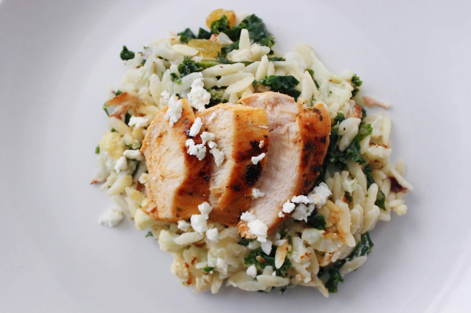 Seared Chicken & Orzo Salad w/ Roasted Cauliflower & Honey Mustard