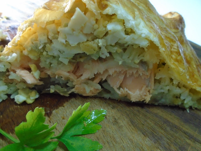 Empanada rusa de salmón (Kulibiak)