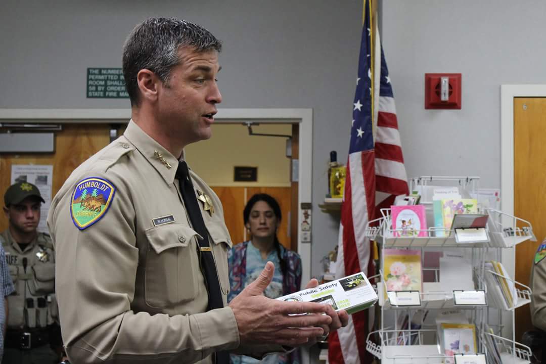 John Chiv Sheriff Honsal and HCSO deputies in Mckinleyville today