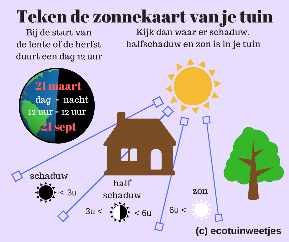 Ecotuinweetjes Maak een zonnekaart van je tuin