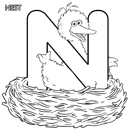 Coloring Activity Pages N Is For Nest Big Bird Coloring Page Coloring Activity Pages N Is For Nest Big Bird Coloring Page