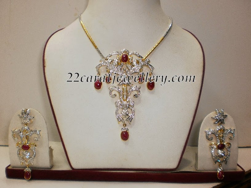 Light Weight Cz Pendants with Earrings Jewellery Designs