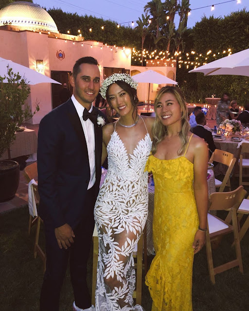 Michelle Wie with husband Jonnie West after their wedding, along with friend Danielle Kang