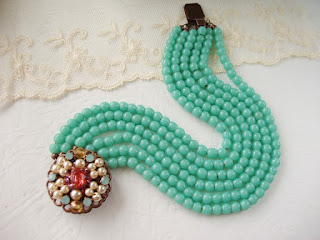 Swarovski mdmButiik rhinestone jewelry Lucite green pearl