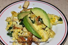 Eclectic Red Barn: Eggs with tofu, kale and avocado