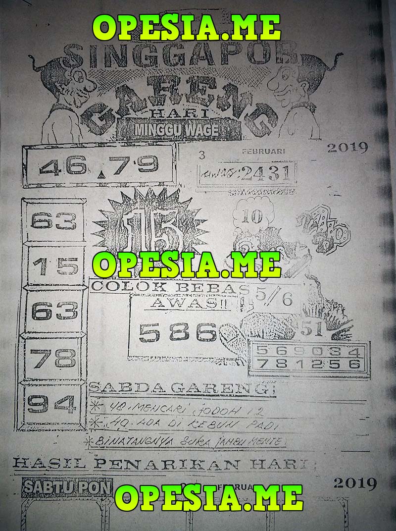Gambar Syair Sgp Minggu 3 Februari 2019 Kode Syair Sgp Hk Sd Motesia