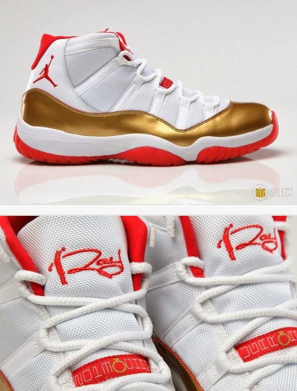 THE SNEAKER ADDICT: Ray Allen's 1 of 1 Air Jordan 11 Miami Heat PE Sneaker He Is Wearing Tonight 