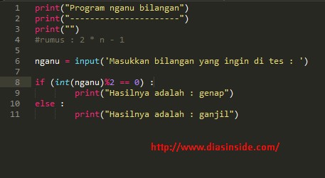 Tes Bilangan Ganjil Genap dengan Python - DiasInside