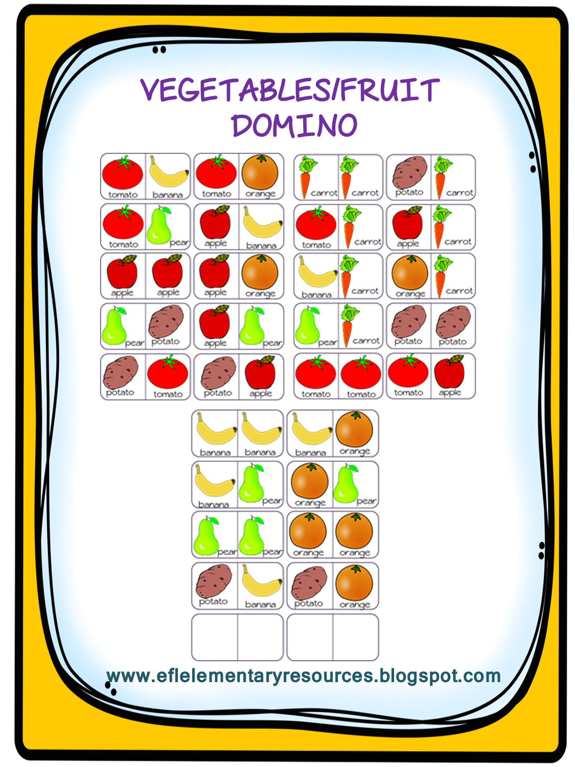 EFL Elementary Teachers Fruit and Vegetable Theme