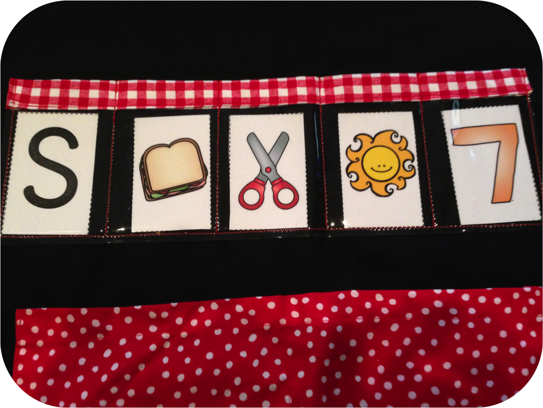 show and tell apron, phonics cards