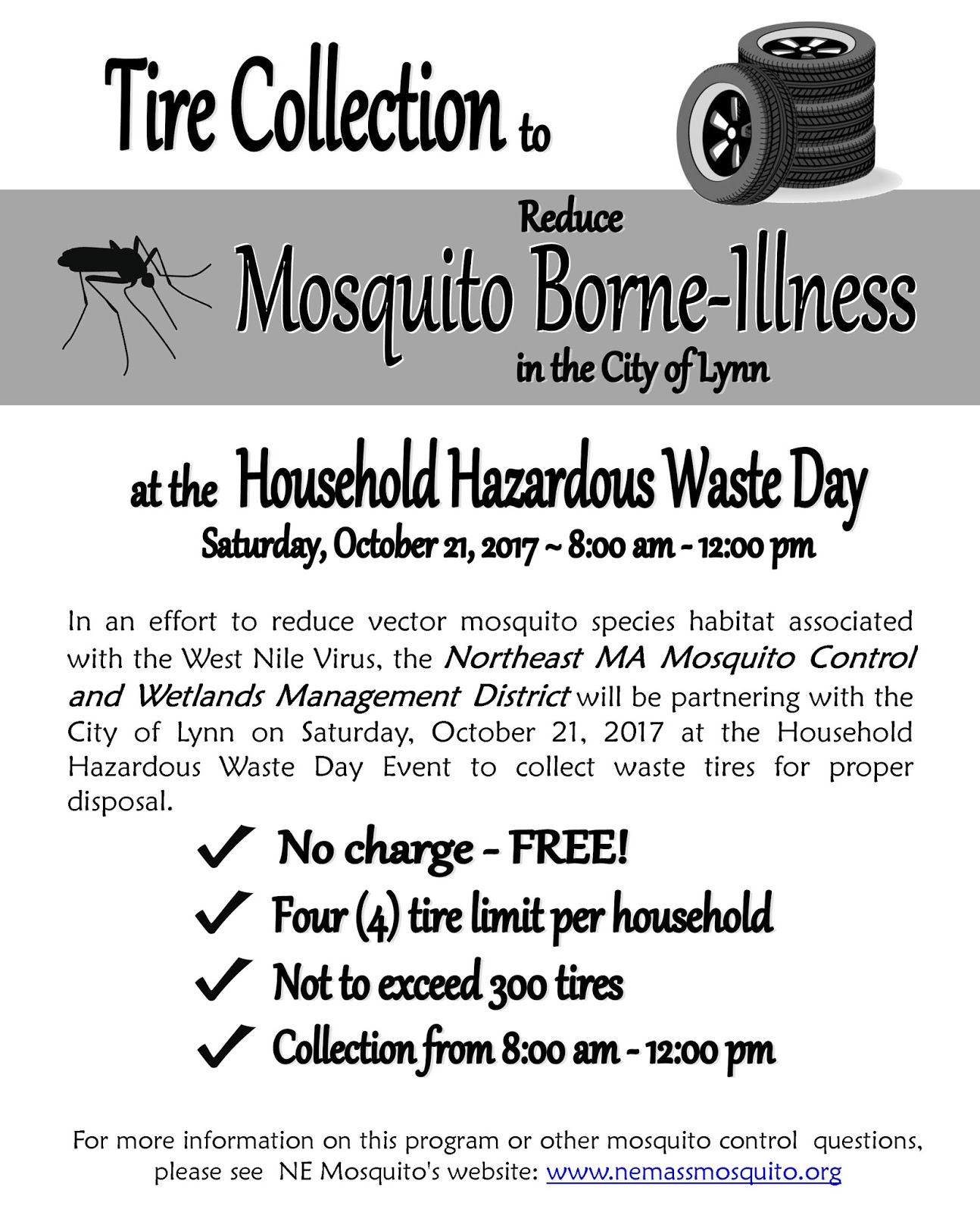 mosquito tires rid breeding lynn hazardous waste pm lastly october