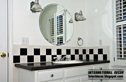 black and white bathroom tiles, black wall tiles