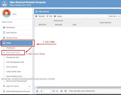 Menambah Server di Web ubk