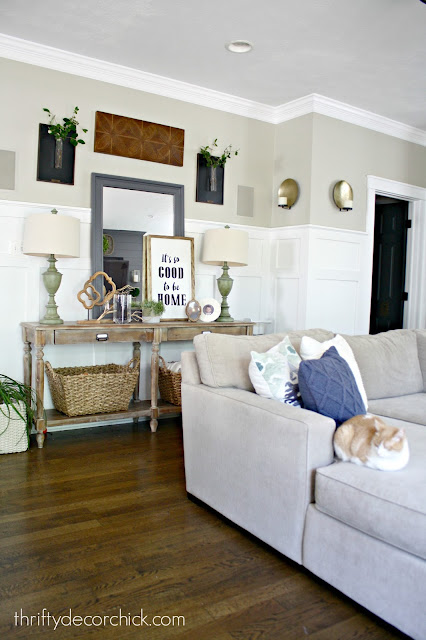 Decorating a hall table in family room