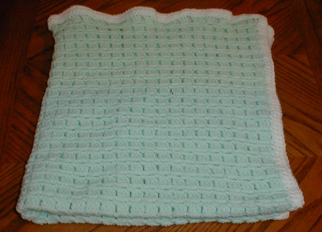 Karens Crocheted Garden of Colors Mint Green Baby Blanket