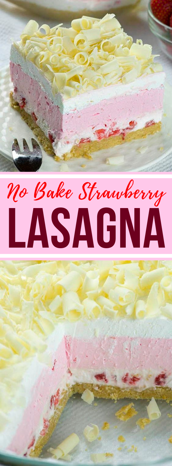 No Bake Strawberry Jello Lasagna #cakes #sweets
