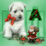 Alfabeto navideño Santa y perrito. 